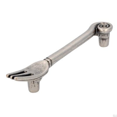 Tirador para mueble alargado 1051 96 Tenedor Plata Envejecida