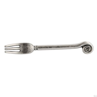 Tirador para mueble alargado 1051 96 Tenedor Plata Envejecida