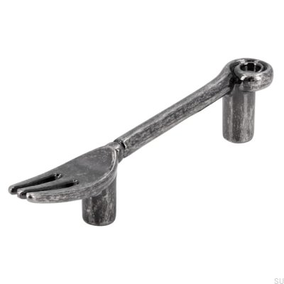 Tirador para mueble alargado 1051 64 Tenedor Plata Envejecida