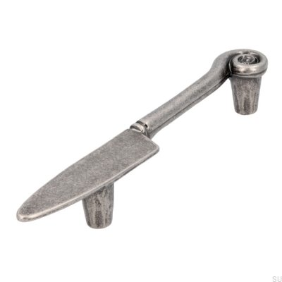 Tirador para mueble alargado 1053 96 Cuchillo Plata Antigua