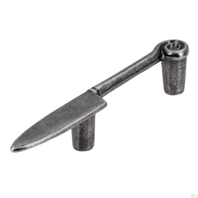 Tirador para mueble alargado 1053 64 Cuchillo Plata Antigua