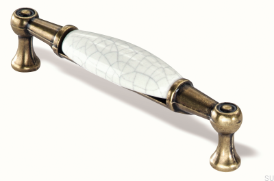 Tirador para mueble alargado 1699 96 PC Oro antiguo con Porcelana