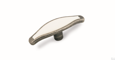 Pomo para Mueble 1889 Plata Antigua con Blanco