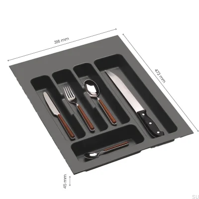 Inserto cajón para cubiertos Classic 400 mm Gris oscuro