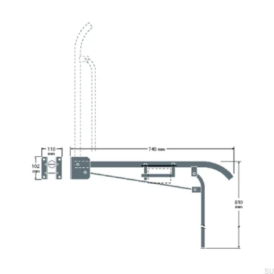 Barra de WC basculante con soporte 40130 Acero
