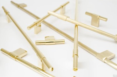 Tirador para mueble T-Bar Line 12 Oro Latón Pulido Sin pintar