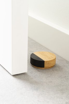 Tope de puerta de pie Golpe de suelo Madera Roble