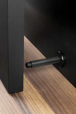 Pie Tope de puerta de pared Arpa Aluminio Negro Cepillado