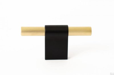 Pomo para mueble T-Bar Line Mix 60 Metal negro con latón cepillado
