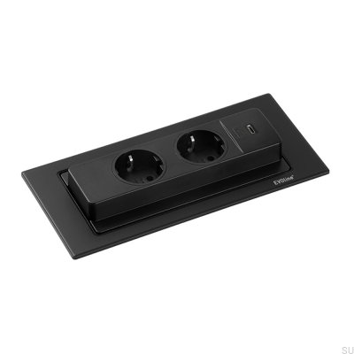 Doble toma Backflip con USB-C Negro Mate