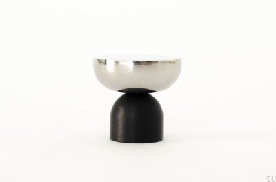 Kokeshi Mix 3032 Pomo para mueble de aluminio negro con acero pulido