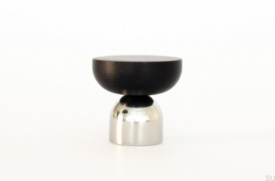 Pomo para mueble Kokeshi Mix 3032, acero pulido con aluminio negro