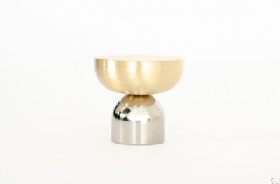 Pomo para mueble Kokeshi Mix 3032 Acero pulido con latón cepillado