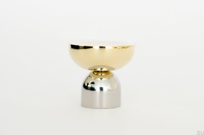 Pomo para mueble Kokeshi Mix 3032 Acero pulido con latón pulido