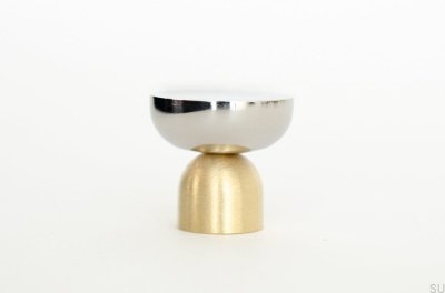 Kokeshi Mix 3032 Pomo para mueble Latón Cepillado Sin Pintar con Acero Pulido