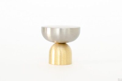Kokeshi Mix 3032 Pomo para mueble Latón Cepillado Sin Pintar con Acero Cepillado