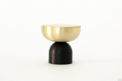 Kokeshi Mix 3032 Pomo para mueble aluminio negro con latón cepillado