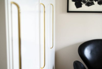 Tirador para mueble largo Slim 224 Gold, Latón pulido, Sin pintar