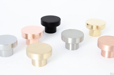 Pomo para muebles de aluminio cepillado Dot 40
