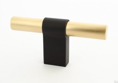 Pomo para mueble T-Bar Line Big Mix 12 Latón Cepillado Sin Pintar con Aluminio Negro