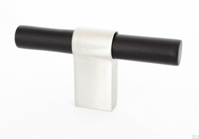 Pomo para mueble T-Bar Line Big Mix 12, aluminio negro con acero cepillado