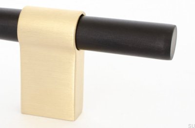 Tirador para mueble rectangular Line Big Mix 224 Aluminio Negro con Latón Cepillado