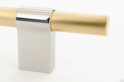 Tirador para mueble rectangular Line Big Mix 224, latón cepillado con acero pulido