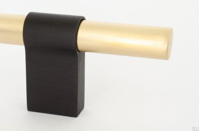 Tirador para mueble rectangular Line Big Mix 224 Latón cepillado con aluminio negro