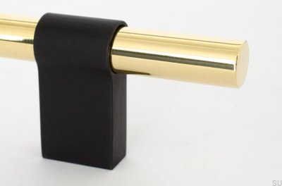 Tirador para mueble rectangular Line Big Mix 224, latón pulido con aluminio negro