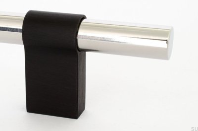 Tirador para mueble rectangular Line Big Mix 342, acero pulido con aluminio negro