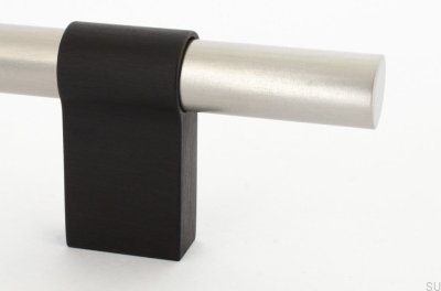 Tirador para mueble alargado Line Big Mix 592, acero cepillado con aluminio negro