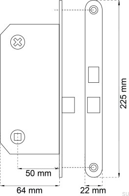 Caja de cerradura con cerrojo 69192 Cromo Mate Estándar Escandinavo