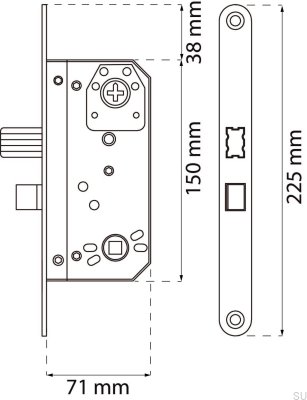 Caja de cerradura 68765 Zinc Estándar Escandinavo