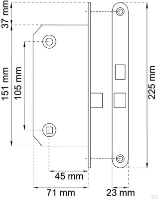 Carcasa de cerradura 6565 Zinc Estándar Escandinavo