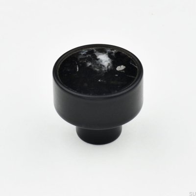 Pomo para mueble Marbelo L, acero negro, mármol negro
