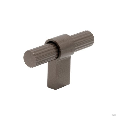 Pomo para mueble T-Bar Helix Stripe Aluminio Marrón oscuro
