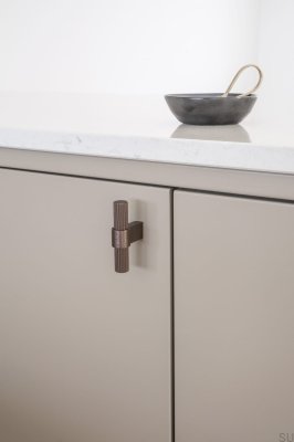 Pomo para mueble T-Bar Helix Stripe Aluminio Marrón oscuro