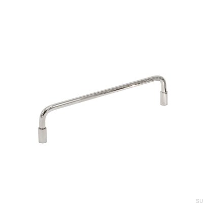 Tirador para mueble rectangular Spira 128, latón niquelado, pulido