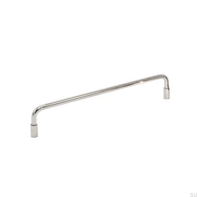 Tirador para mueble rectangular Spira 160, latón niquelado, pulido