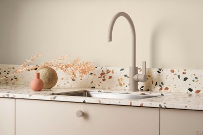 Pomo para mueble circular de metal Greige