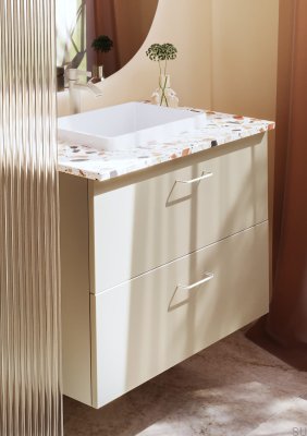 Tirador para mueble rectangular Thread 128 de metal Greige