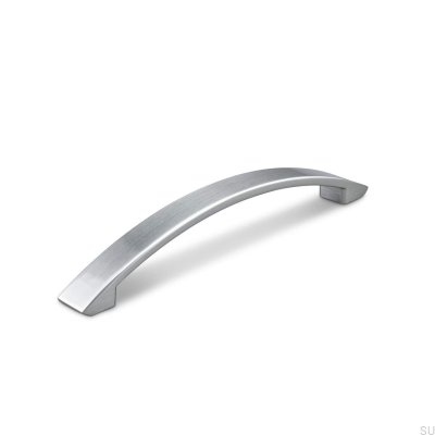 Tirador para mueble rectangular Anzio 128 plata cepillada
