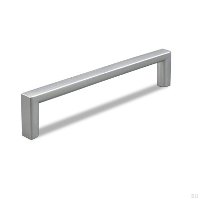 Tirador para mueble rectangular Calabro 128 Plata Cepillada