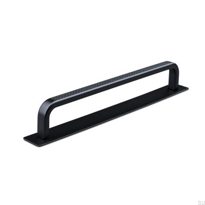 Tirador para mueble alargado con arandela Gardone 160, Metal, Negro mate