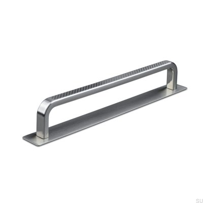 Tirador para mueble alargado con arandela Gardone 160 Plata Cepillada