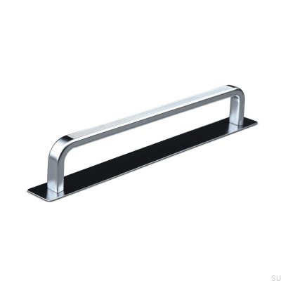 Tirador para mueble alargado con almohadilla plateada Gardone Stripe 160