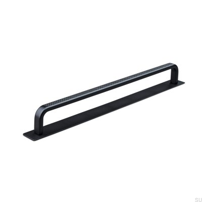 Tirador para mueble alargado con arandela Gardone 224, metal negro mate