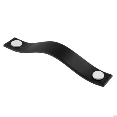 Tirador para mueble alargado Levanto 128, cuero blanco y negro