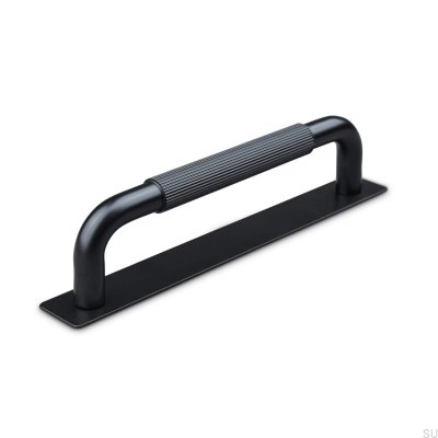 Tirador para mueble rectangular Perugia Stripe 128, metal, negro mate
