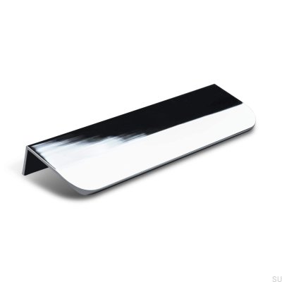 Tirador para mueble con borde Poppi 136, cromo pulido